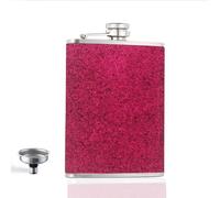 Poraceous Flasque à Paillettes Femme, 8oz/240ml Flasque en Acier Inoxydable, Flasques de Poche Portable, Flasques a Alcool avec Entonnoir, pour Whisky Rhum et Vodka, Escalade Pêche Camping