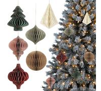 poraceous Lot de 6 DéCoration de NoëL, 3D Papier Nid d'abeille, avec Bord Pailleté Ornements Nid d'abeille Papier, pour DéCoration de Sapin NoëL, Nouvel an, Anniversaire, Enterrement Vie Jeune Fill