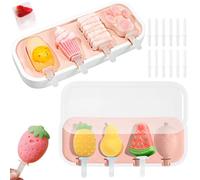 Poraceous Moules à Glace Silicone 2 Pièces, pour Bébé Sans BPA - Moules à Glace DIY, Sticks Reusable Ice Moulds Popsicle, pour Popsicles, Crèmes Glacées, Sorbets Nourriture (Il y a 8 Modèles)