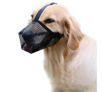 Poraceous Muselière pour Chiens, Muselière de Chien Souple Réglable, Masque Respirant pour Animaux Compagnie, pour Moyen Grand Chien Prévient Aboiement Mordre Peut Respirer et Boire l'eau (L, Noir)