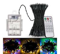 Poraschine Guirlande lumineuse 15 m 150 LED - Petite avec minuterie - 9 modes - Fonctionnement à piles - Étanche - Pour Noël, chambre, fête, mariage, jardin, Halloween - Blanc chaud (1)