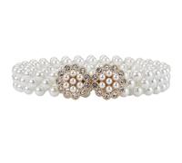 Porbbow Ceinture élastique réglable avec fermoir en métal et perles pour robes, robes de soirée et mode de mariée, Blanc., taille unique (S3)