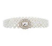Porbbow Ceinture élastique réglable avec fermoir en métal et perles pour robes, robes de soirée et mode de mariée, Blanc., taille unique (S5)