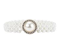 Porbbow Ceinture élastique réglable avec fermoir en métal et perles pour robes, robes de soirée et mode de mariée, Blanc., taille unique (S1)