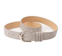 Porbbow Ceinture en cuir synthétique pour femme avec boucle en alliage, design rivets, ceinture pour robe, jupe en jean, gris, taille unique