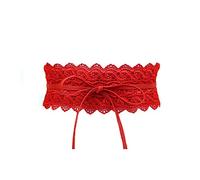 Porbbow Ceinture en dentelle pour femmes Noeud papillon Wrap Faux cuir Boho Band Corset Ceinture pour les robes Rouge