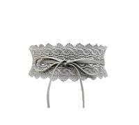 Porbbow Ceinture en dentelle pour femmes Noeud papillon Wrap Faux cuir Boho Band Corset Ceinture pour les robes Grey