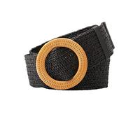 Porbbow Ceinture pour femmes ceinture large en paille ceinture à boucle ronde robe tissée élastique ceinture décorative Noir