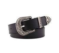 Porbbow Femmes rétro boucle ardillon large ceinture motif vintage cuir PU classique ceinture Black