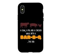 Porc, Poulet, Vache, Promenade dans Un Bar B Q Funny BBQ Meat Lover Coque pour iPhone X/XS