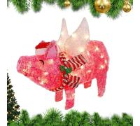 Porc Volant de Noël, décoration de Noël en Plein air - Yard Art Statue de Jardin porcin Rose | Décoration d'intérieur, décorations de Cour éclairées, cime d'arbre de, Porc Volant 3D avec Chapeau