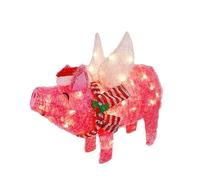 Porc Volant de Noël, décoration de Noël en Plein air, Yard Art Statue de Jardin porcin Rose, Décoration d'intérieur, décorations de Cour éclairées, cime d'arbre de, Porc Volant 3D avec Chapeau et