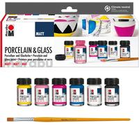 Porcelain & Glass Starter Set Matt, Porcelaine Et Verre À Base D'eau, Résiste Au Lave-Vaisselle Sans Cuisson, 6 X 15 Ml De Peinture Et Pinceau, 1116000000087, Universelle.[G342]