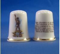 PORCELAINE FINE à collectionner Dé à Coudre Sept Merveilles du monde --Colosse de Rhodes