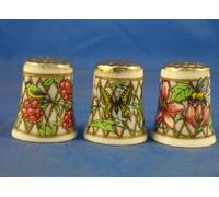 PORCELAINE FINE à collectionner dés à coudre Lot de trois Treillis Doré TOPS
