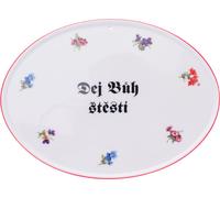Porcelaine tchèque, a.s., Dubí Bénédiction de Dieu, 24,5 x 18 cm, panier, ligne rouge, porcelaine tchèque