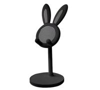 Porceosy Cute Bunny Ear Support de téléphone réglable pour bureau, hauteur et angle télescopique, compatible avec téléphones portables et tablettes Noir