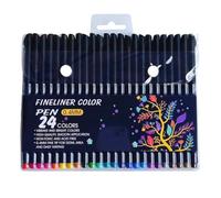 Porceosy Ensemble de stylos à doublure fine, pointe ultra-fine 0,4 mm, dessin encre étanche séchage rapide pour illustration professionnelle, croquis artistique, paquet 12/24 couleurs 24
