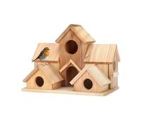 Porceosy Maisons à oiseaux pour l'extérieur, nid de colibri en bois, nichoir multi-usages pour oiseaux sauvages, grand nichoir d'extérieur avec 6 pièces pour décoration de jardin, cour, Burlywood