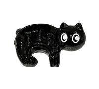 Porceosy Porte-savon de salle de bain en céramique - Motif chat noir - Évacuation rapide - Pour cuisine, shampooing, barre, éponge, comptoir