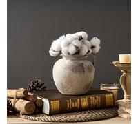 PORCER Vase en Terre Cuite Antique avec poignée, 14 cm, Vase en céramique de Style Rustique pour décoration d'intérieur, Salon, Table, Mariage - Design Vieilli, Gris