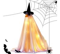 Porch Geese Tenues d'Halloween éclairées 58 cm, statue d'oies de pelouse - Costume pour collectionneur d'Halloween, jardin, terrasse, décoration intérieure