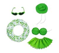 Porch Goose Outfit, Hawaiian Clothes Set, 5 Piece Goose Costume Standard Size, Bikini Floatie Hat Sunglasses for Porch Garden Decoration Party Use, Garden Decor Set, Seasonal Outdoor Display Outfit