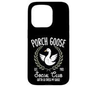 Porch Goose Social Club Funny Silly Animal pour Femmes, Hommes et Enfants Coque pour iPhone 15 Pro