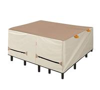 Porch Shield Housse carrée imperméable pour table de salle à manger et chaises d'extérieur - 162,6 x 162,6 cm - Brun clair et kaki