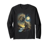 Porcupine Howling to The Moon Meme Funny 90's Porc-épic Manche Longue