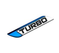 Porfeet Autocollant De Voiture, 3D Metal Turbo Turbocharged Car Sticker Logo Emblem Badge Car Styling Decals Bleu Gauche