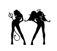 Porfeet Autocollant De Voiture, Ange Et Diable Sexy Girl étanche Véhicule Decor Autocollant Voiture Moto Autocollant Noir