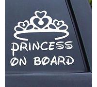 Porfeet Autocollant De Voiture, Belle Princesse à Bord Bébé Enfant Fenêtre Pare-Chocs Couronne Voiture Signe Autocollant Autocollant Blanc
