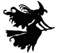 Porfeet Autocollant De Voiture, Sorcière sur Balai Halloween Voiture Véhicule Autocollants Réfléchissants Décoration Autocollant Noir