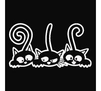 Porfeet Autocollant De Voiture, Trois Mignon Longue Queue Chat Voiture Véhicule Carrosserie Fenêtre Autocollants Réfléchissants Autocollant Décor Blanc