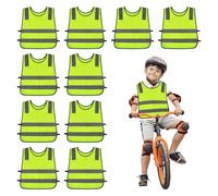 PORFOYO 10 Pièces Gilet Jaune Enfant, Gilet Securite Enfant, Gilet Fluo Enfant Gilet Haute Visibilité pour Velo Plein Air Course à Pied 3-12 Ans Enfants