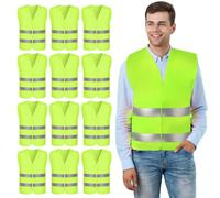 PORFOYO 12 Pièces Gilet De Sécurité: Gilet Réfléchissant De Voiture, Gilet Haute Visibilité équipé De Bandes Réfléchissantes De Haute Qualité pour La Course à Pied Le Vélo La Moto Et Travail
