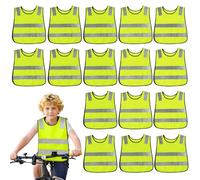 PORFOYO 16 Pièces Gilet Jaune Enfant, Gilet Securite Enfant, Gilet Fluo Enfant Gilet Haute Visibilité pour Velo Plein Air Course à Pied 3-12 Ans Enfants