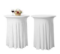 PORFOYO 2 Pièce Housse Mange Debout,80×110CM Nappe Mange Debout,Stretch Nappe,Housse pour Table Haute Ronde,Nappe Table Haute Ronde pour Mariages,Fêtes,Restaurants,Bars,Tables De Cocktail(Blanches)