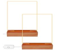 PORFOYO 2 Pièces Bases Lumineuses Led En Bois, Bases D'affichage À Del Rectangulaires En Bois, Socle Lumineux Led, Rectangulaires En Pour Plaque En Verre Acrylique, Cristal, Résine, Art