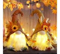 PORFOYO 2 Pièces GNOME de Noel Lumineux, Gnomes de Décoration de Table de Thanksgiving, GNOME Scandinave Peluche Lutin de Noel pour Décoration de Noel Décoration de Table