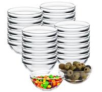 PORFOYO 20 Pièces Bol En Verre 7,5 cm, 75 Ml Mini Bols En Verre, Coupe Dessert Bols À Sauce Coupelle Dessert Bol À Trempette Pour Sauces, Fruits, Epices, Dessert
