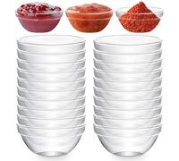 PORFOYO 20 Pièces Bol En Verre, 7.5 Cm Mini Bols En Verre, 75 Ml Coupelle Dessert Bols, Petits De Service Pour Sauces, Chutneys, Ingrédients De Cuisine, Confiture