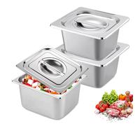 PORFOYO 3 Pièces Récipients En Acier Inoxydable, Bac Inox Alimentaire 17,2X16,2X10cm, Plat Four Rectangulaire, Plats À Four En Acier Inoxydable, Plat Inox Rectangulaire Avec Couvercle