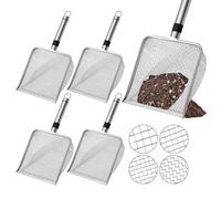 PORFOYO 4 Pièces Tamis De Jardin en Acier Inoxydable, Tamis De Jardin, 2.0mm/2.8mm/3.8mm/5.0mm Tamis De Terre, pour Le Jardin Le Sol Le Compost Le Sable - avec Pelle De Jardin Gants De Jardinage