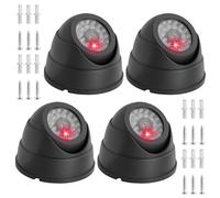PORFOYO 4pcs Caméra Factice, Caméras Dôme Factice, Caméra De Surveillance Caméras De Surveillance Exterieur avec Lumière LED Clignotante, pour Usage Intérieur Extérieur Noir