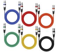 PORFOYO 6 Pack Câbles Audio, Câbles Audio Xlr Professionnels De, Xlr Mâle À Femelle Microphone De Couleur, 2m Rallonge Stéréo Pour Enregistrement En Studio Et Production En Direct(Rouge)