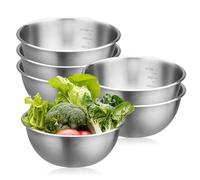 PORFOYO 6 Pièces Cul De Poule Inox, Bols en Acier Inoxydable Avec Marques de Mesure, Bol Mélangeur Diamètre 17 cm pour Salade, Collations, Sauces et Plus Encore