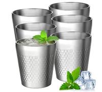 PORFOYO 6 Pièces Gobelets En Acier Inoxydable,300 ML Tasse Inox Antidérapant,Mug Métal A Empilées,Tasses Gobelet Bière en Acier,Tasses En Acier Inoxydable Pour Les Voyages,Le Ccamping,Le Plein Air
