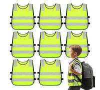 PORFOYO 8 Pcs Gilet de Sécurité pour Enfants, 360° Visibilité à Gilet Réfléchissante pour 3-12 Ans Enfants, Gilet Jaune Réfléchissant Oui Nuit Marche Idéale pour Garçons et Filles (Taille Universelle